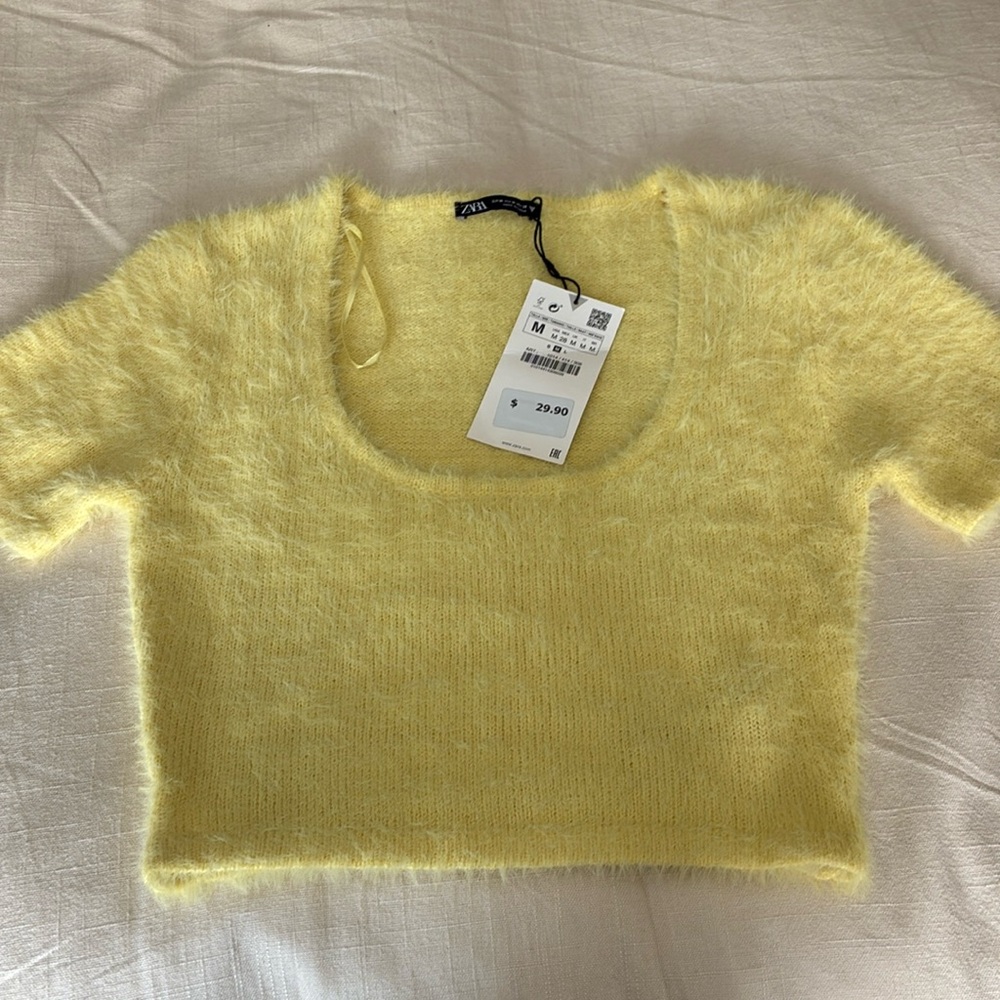 Zara Yellow Knit Crop Top